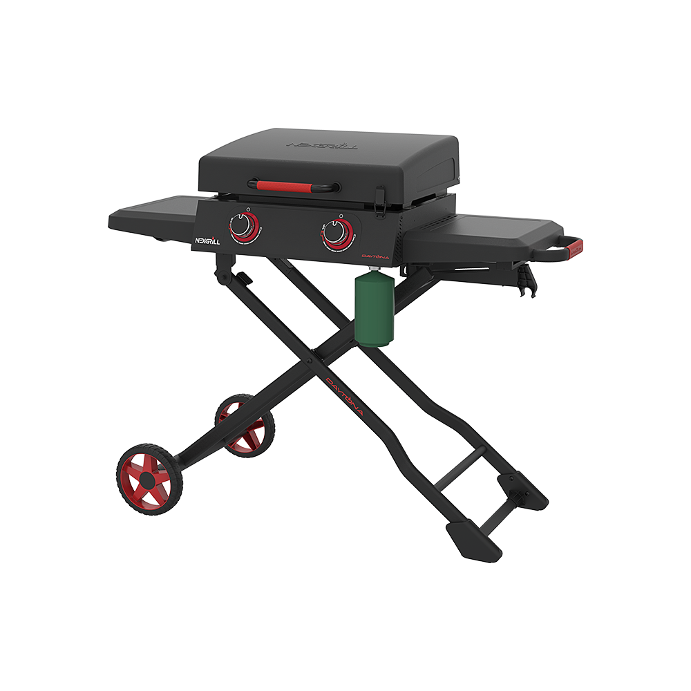 Daytona 2-Burner Propane Gas Griddle with Foldable Cart 